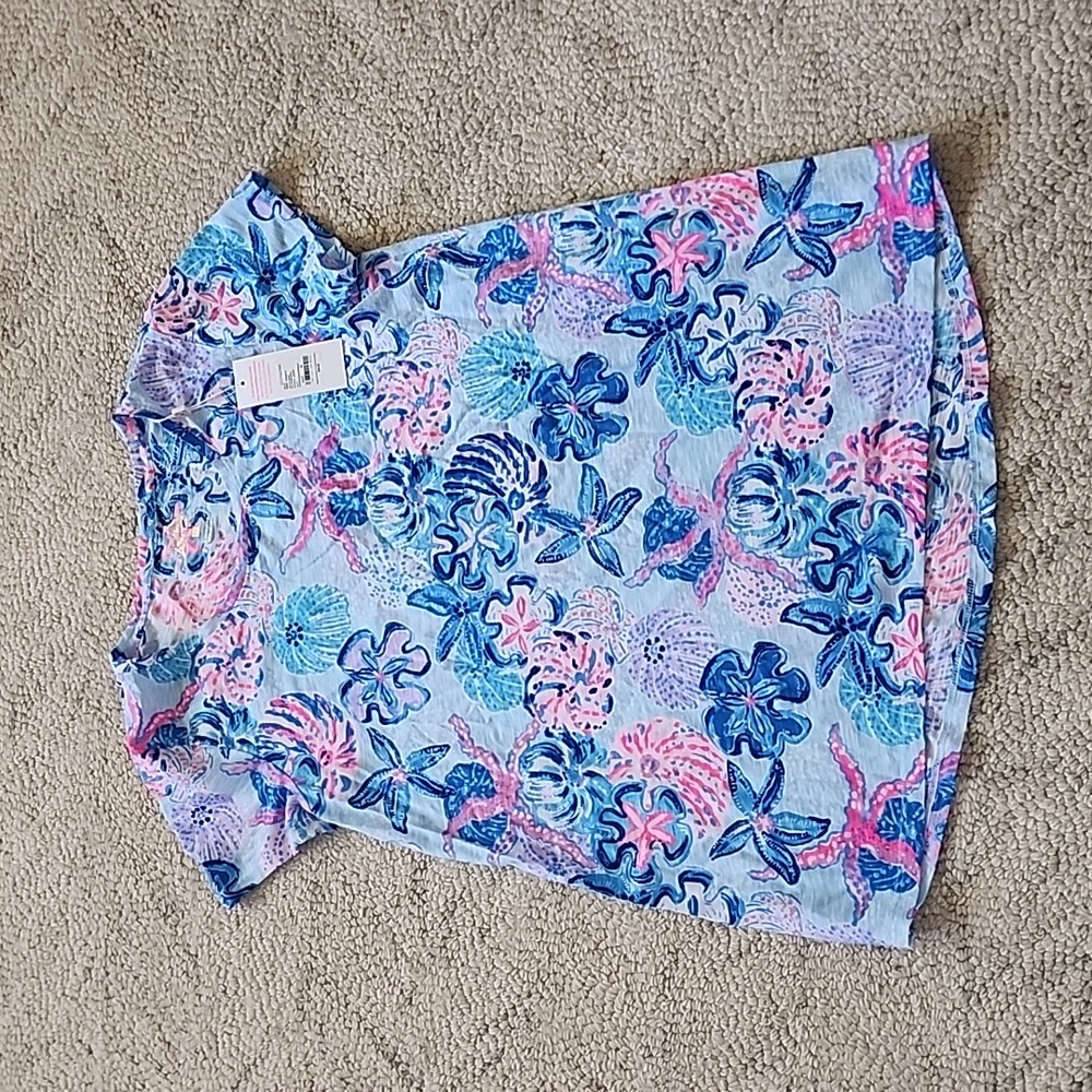 Lilly Pulitzer Blue and Pink Floral Top